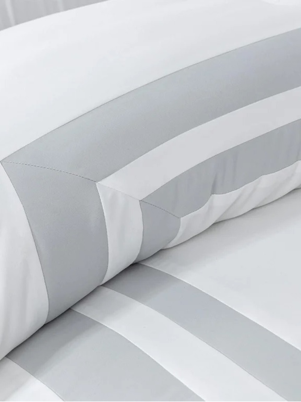 White and Light Gray Stripe cal king 3 piece Comforter Set - Picture 4 of 5